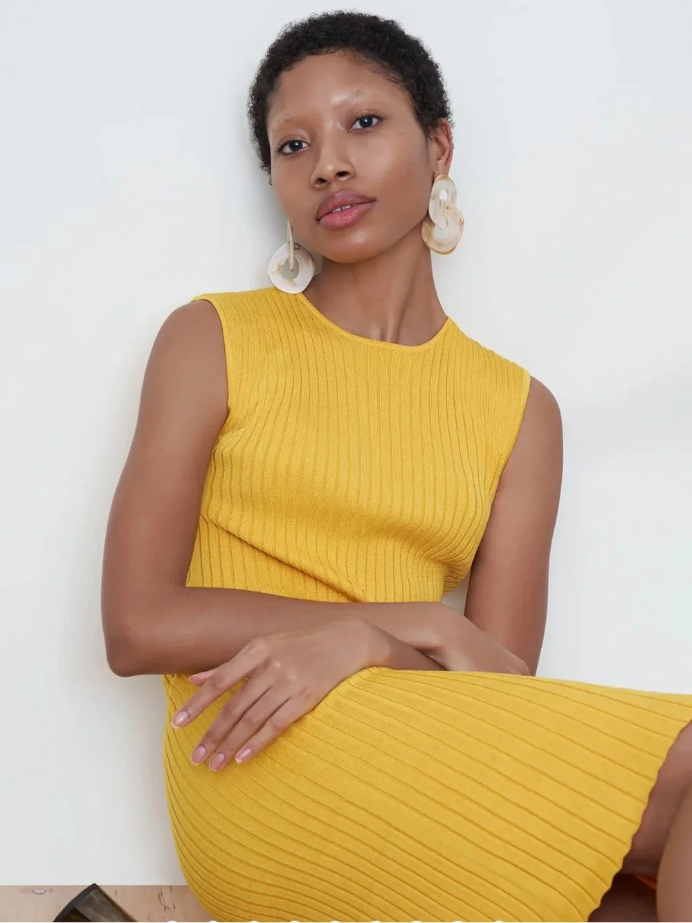 M.M.LAFLEUR Dylan Dress  Slinky Knit Tuscan Yellow size Small